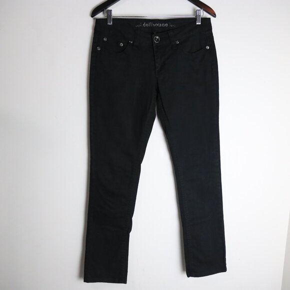 Dollhouse Vintage 80s Classic Straight Leg Jet Black Jeans Pants Size 5 - Picture 1 of 9